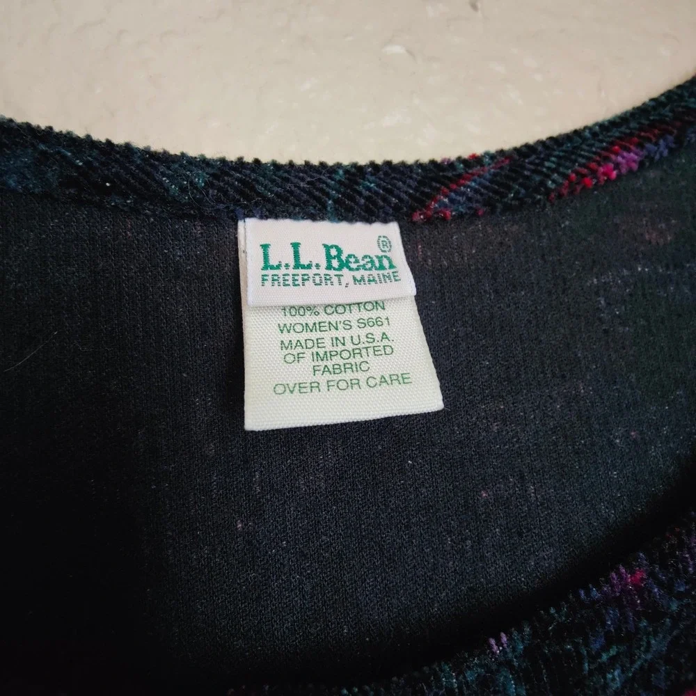 L.L. Bean Paisley Corduroy Pinafore Dress Cottagecore Button Front Vintage USA - Picture 3 of 9